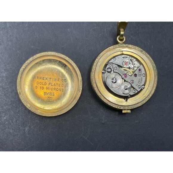 Arnex Pedre 17 Jewel Pendant Watch Incabloc Swiss Made Gold Plated 10 Microns - Picture 8 of 11